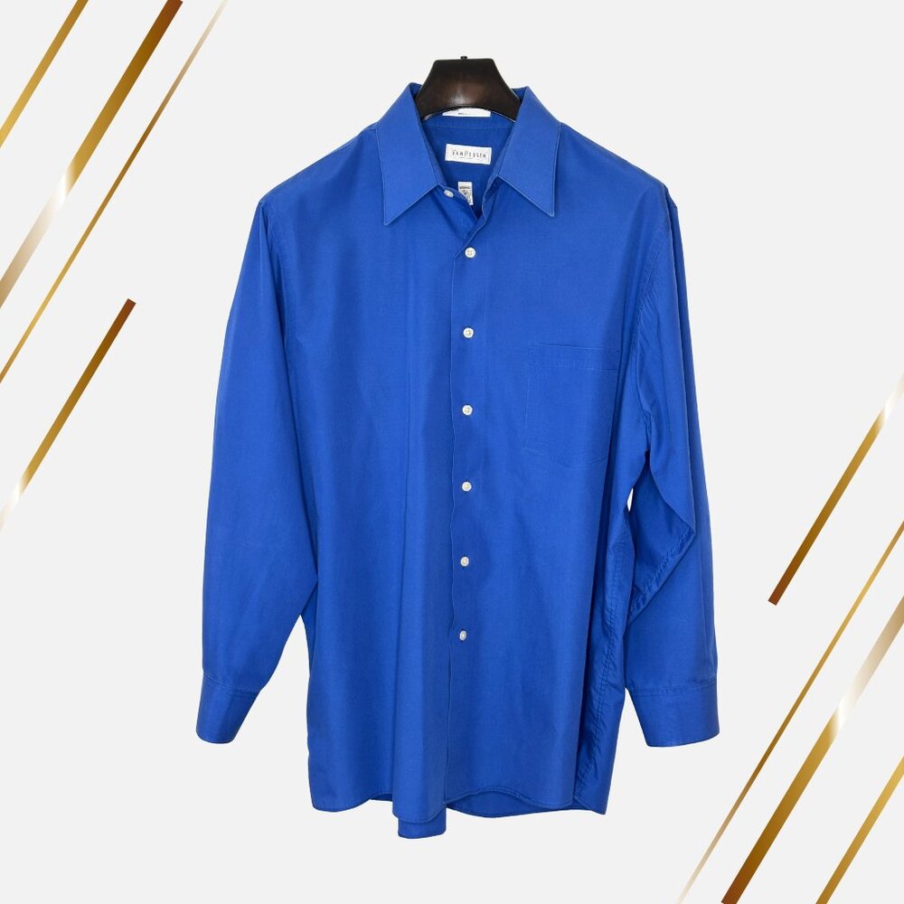 Vibrant Blue Van Heusen Button-up Dress Shirt, XL